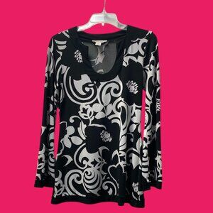 White House/Black Market, Black and White Patterned Women's Top, Size S